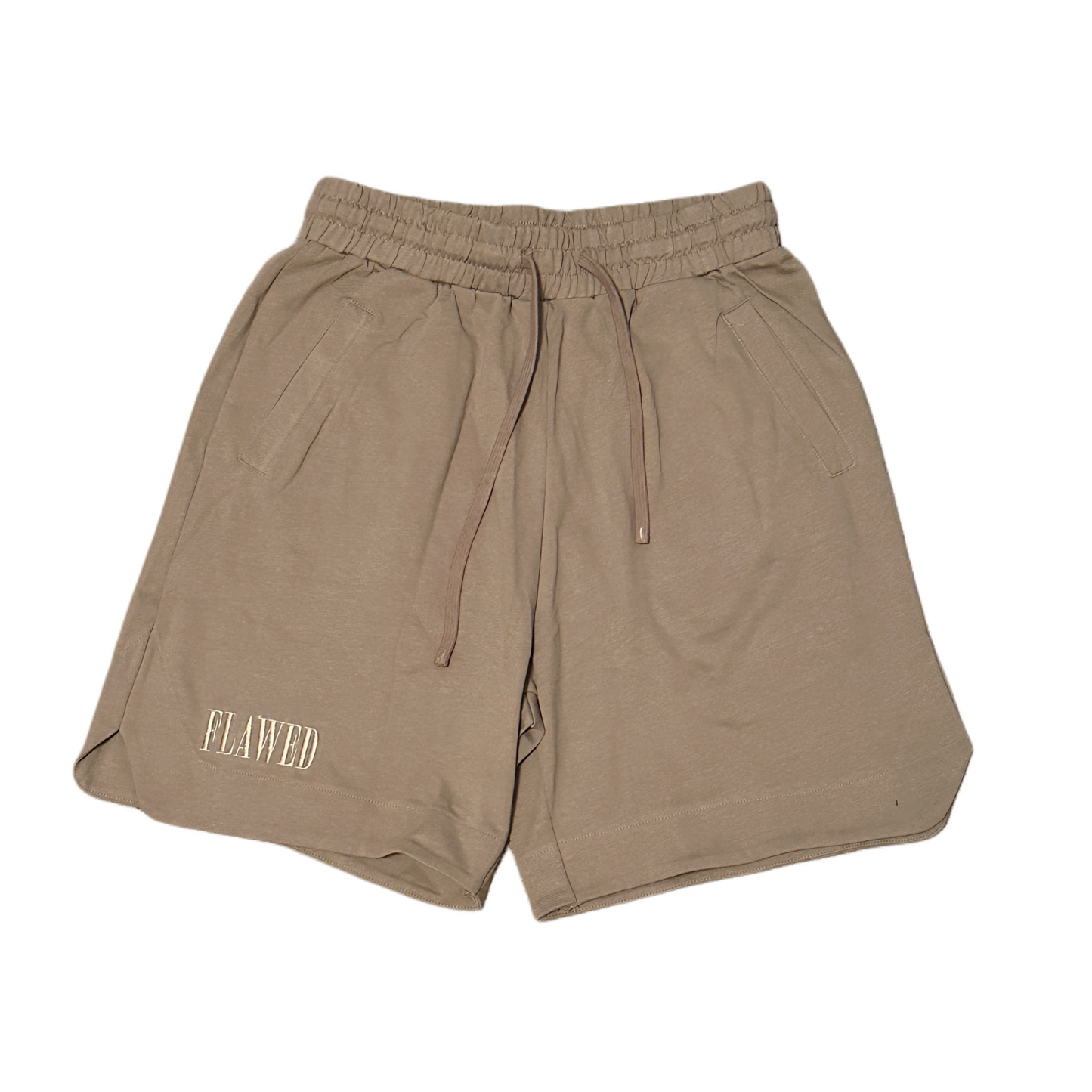 Beige Embroidered Shorts
