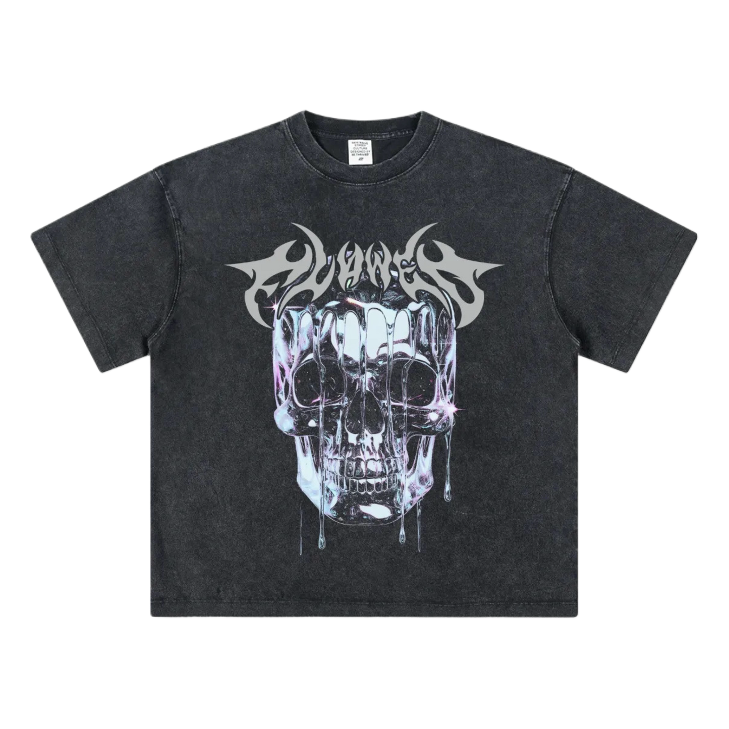 Drippy Skull Acid Wash T-Shirt