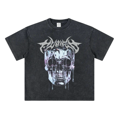 Drippy Skull Acid Wash T-Shirt